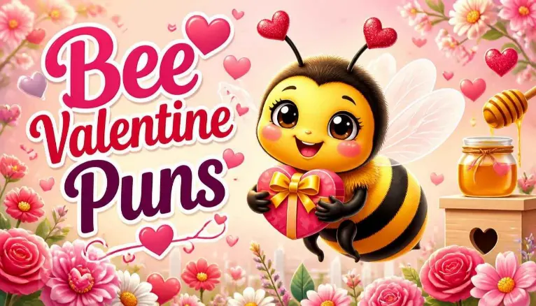 Cute bee Valentine love scene