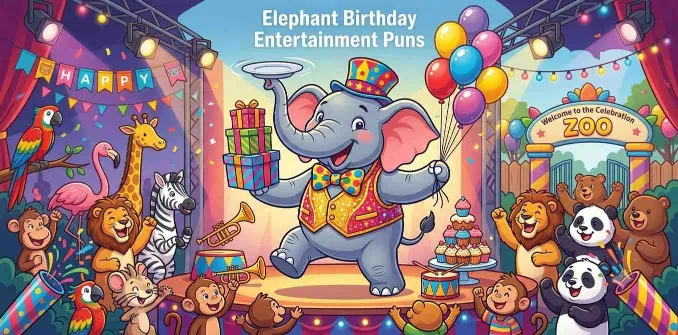 Elephant Birthday Entertainment Puns              
