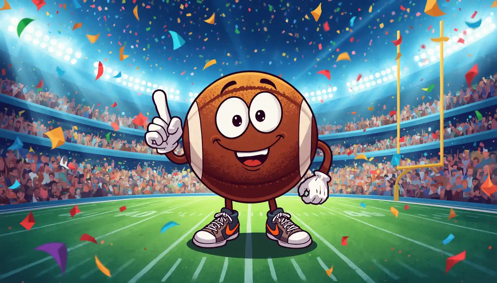 Smiling football game mascot