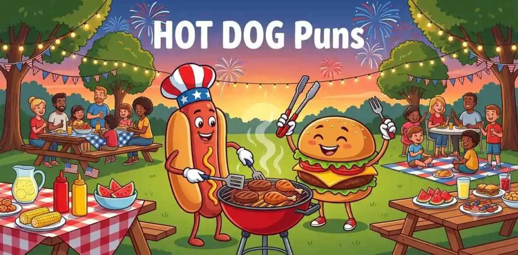 Funny hot dog burger picnic