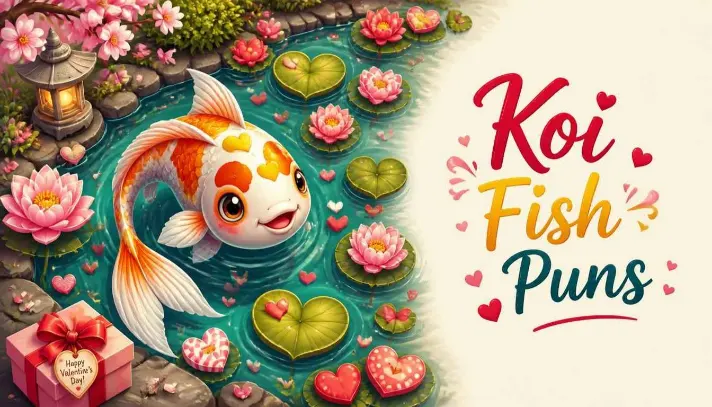 Cute koi fish Valentine cartoon