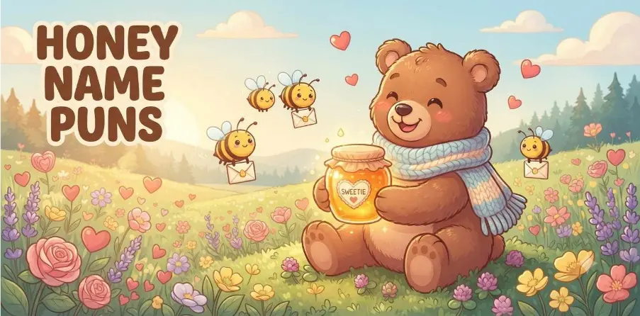 Cute bear holding honey