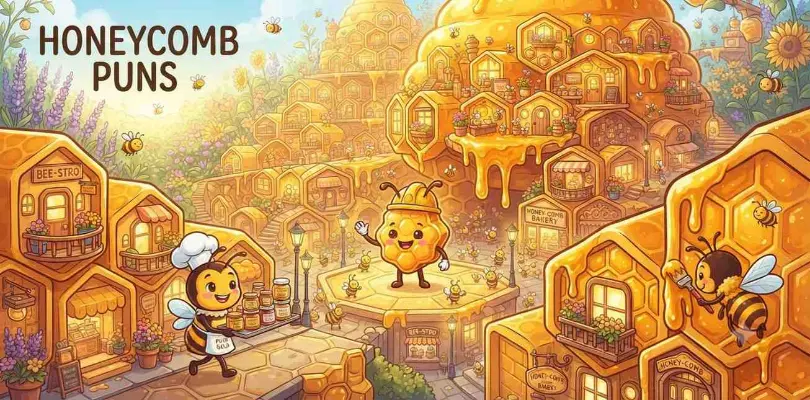 Happy Bees Inside Honeycomb