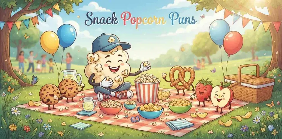 Funny popcorn sharing tasty snacks
