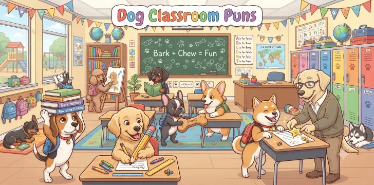 Dog Classroom Puns          