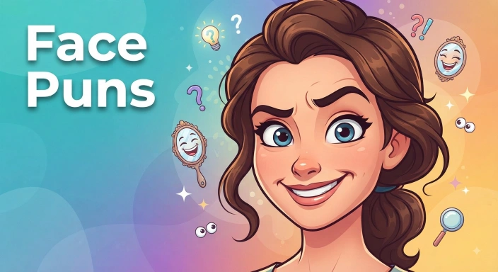 Funny human face pun illustration