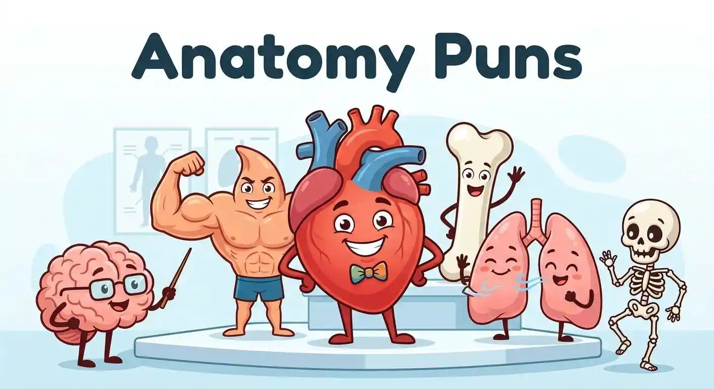 Funny anatomy characters posing together