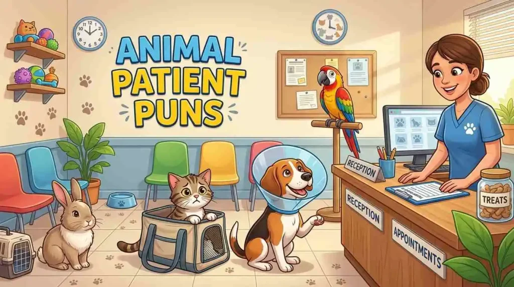 Funny animals waiting at vet
