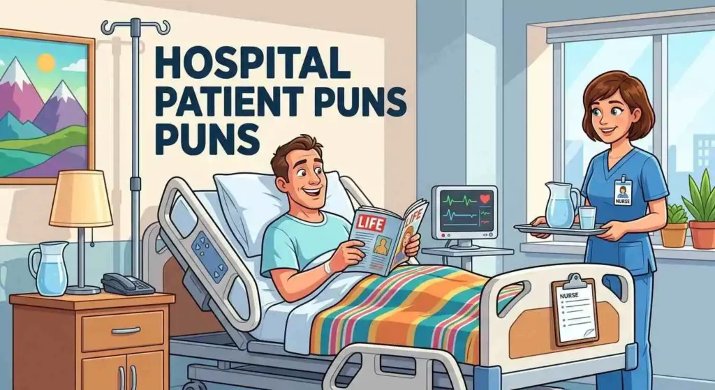 Funny patient relaxing in hospital room