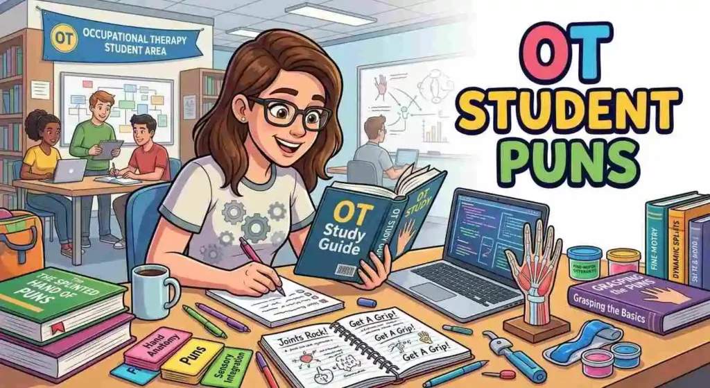 Funny OT student studying