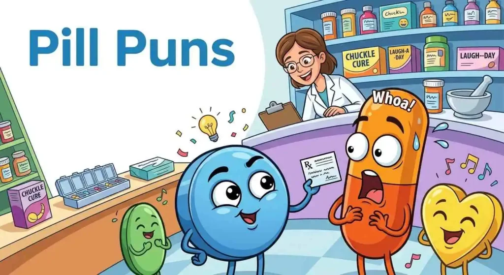 Funny pills with pharmacist