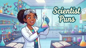 Funny scientist conducting colorful lab experiment.