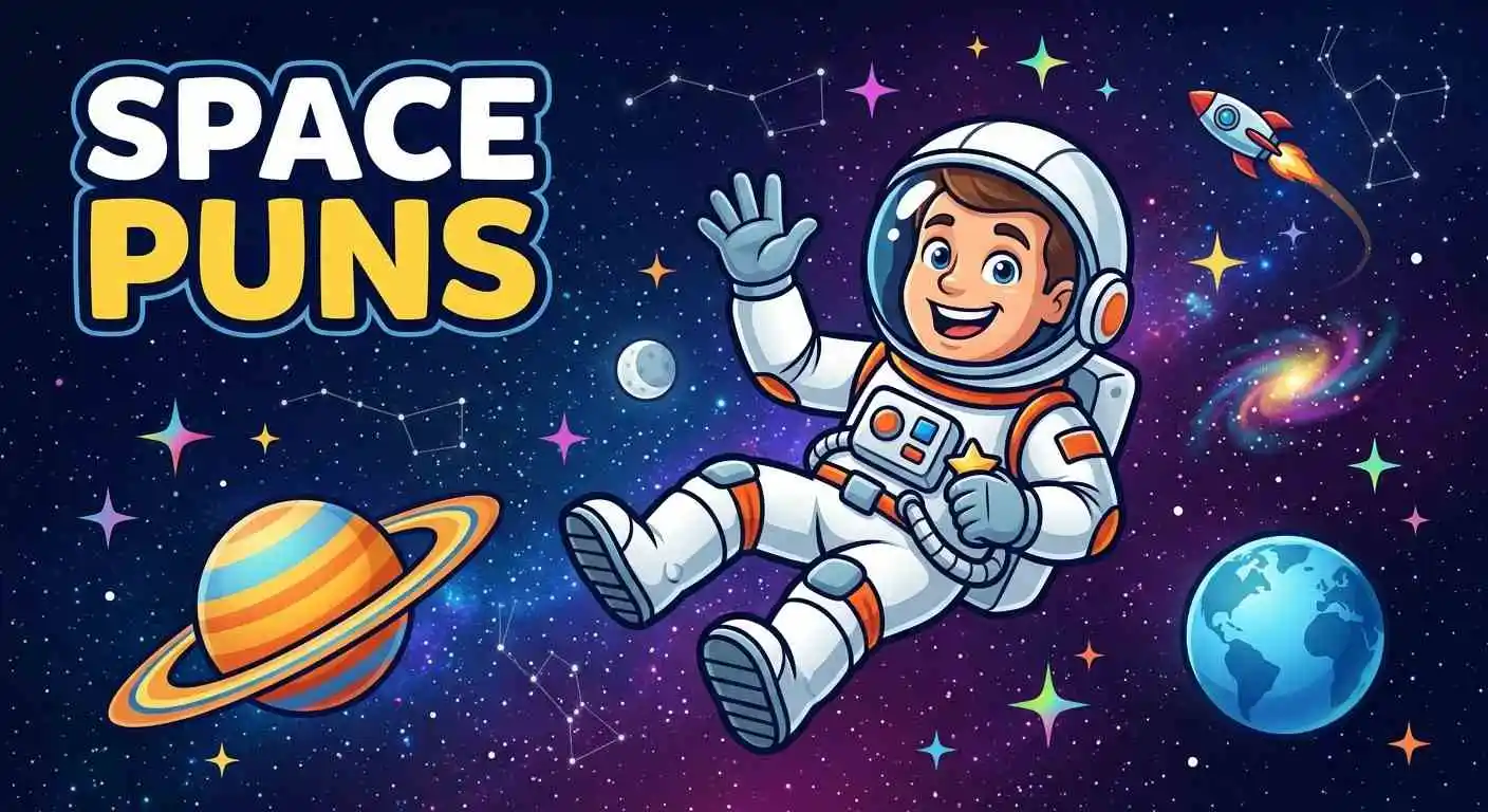 Funny space scene with astronaut