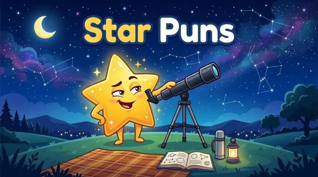 Cute star shining over telescope