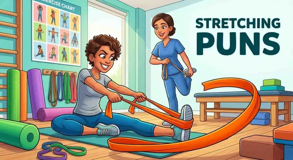 Funny stretching therapy illustration