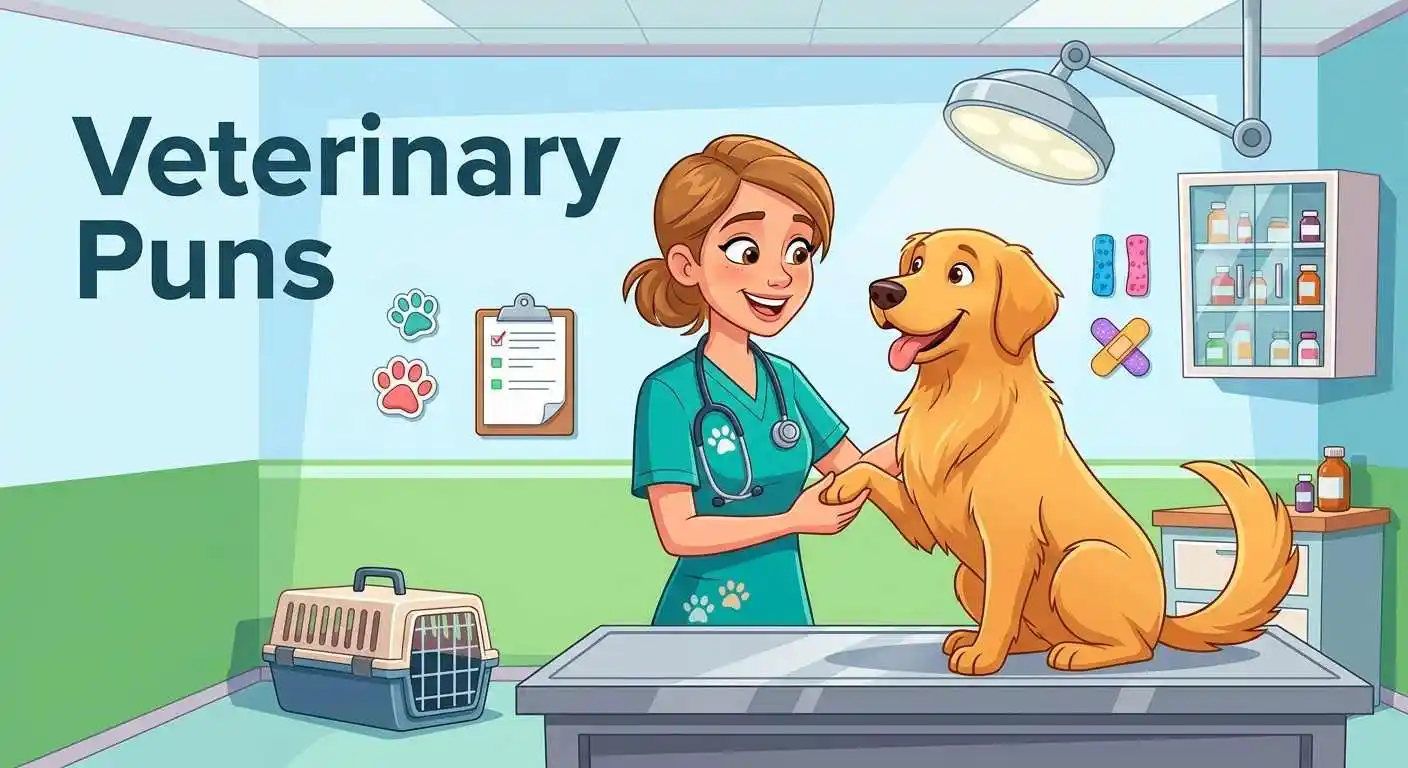 Funny veterinarian treating a dog